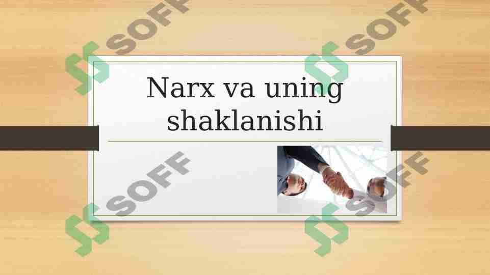 Narx va uning shakllanishi 1