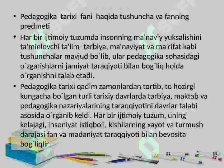 Pedagogika tarixi fani haqida. Eng qadimgi yozma manbalarda ta’lim-tarbiya masalalari 2