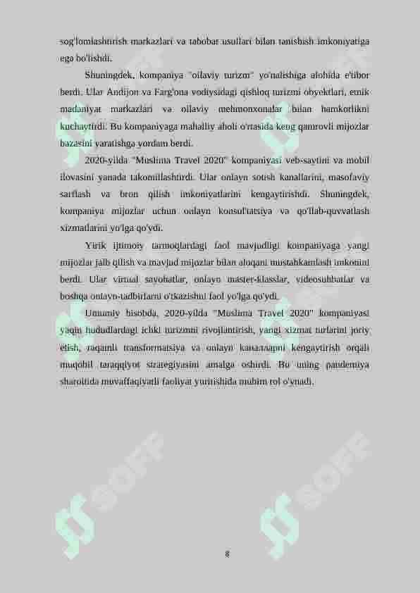 Andijon shahar “Muslima Travel 2020” MCHJning shakllanish tarixi 8