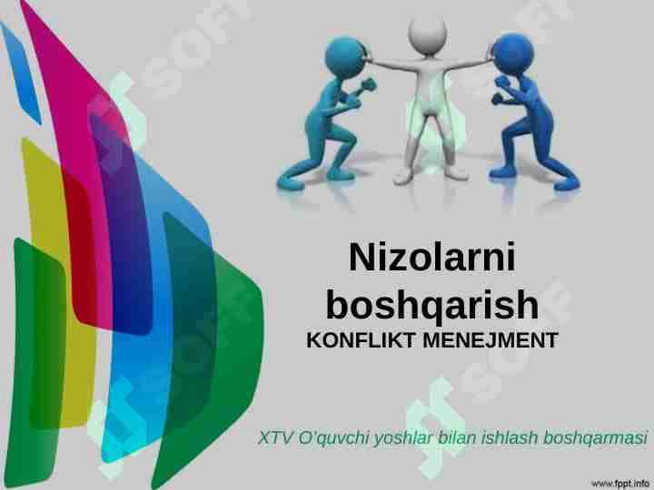 Nizolarni boshqarish KONFLIKT MENEJMENT