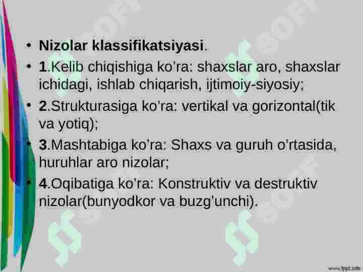 Nizolarni boshqarish KONFLIKT MENEJMENT 4