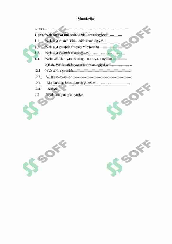 Web saytlarning qo’llanilishi, tuzlishi, parametrlari 3