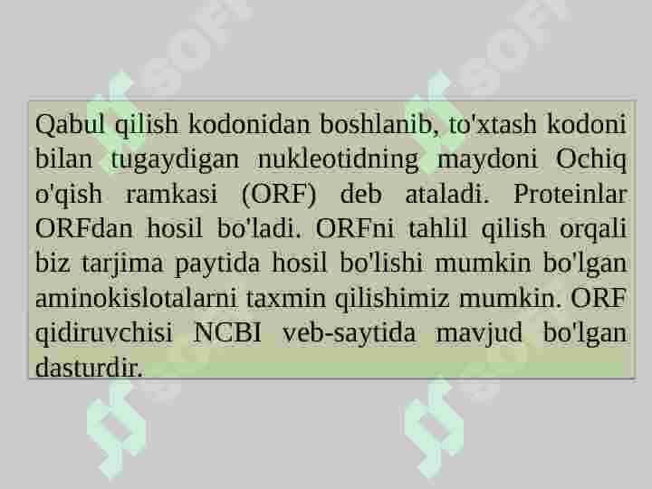 Hisoblashning ochiq ramkasini izlash. ORF finder dasturida ishlash 4
