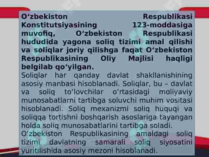 O’zbekiston Respublikasi soliq tizimi 2