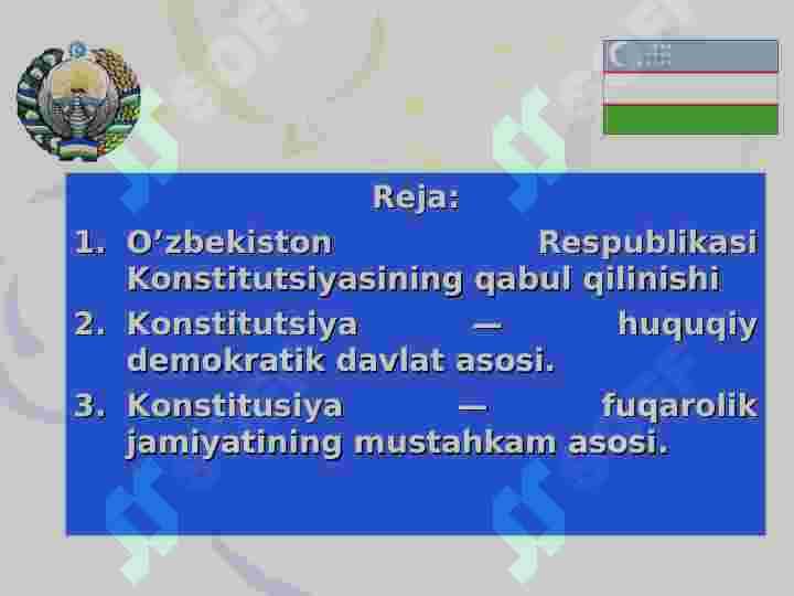 O’zbekiston Respublikasi Konstitutsiyasi qabul qilinishi va uning tarixiy ahamiyati 2