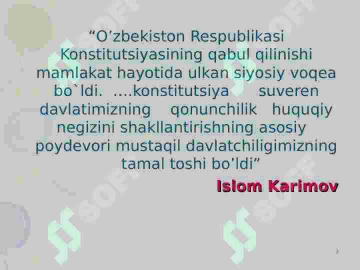 O’zbekiston Respublikasi Konstitutsiyasi qabul qilinishi va uning tarixiy ahamiyati 3