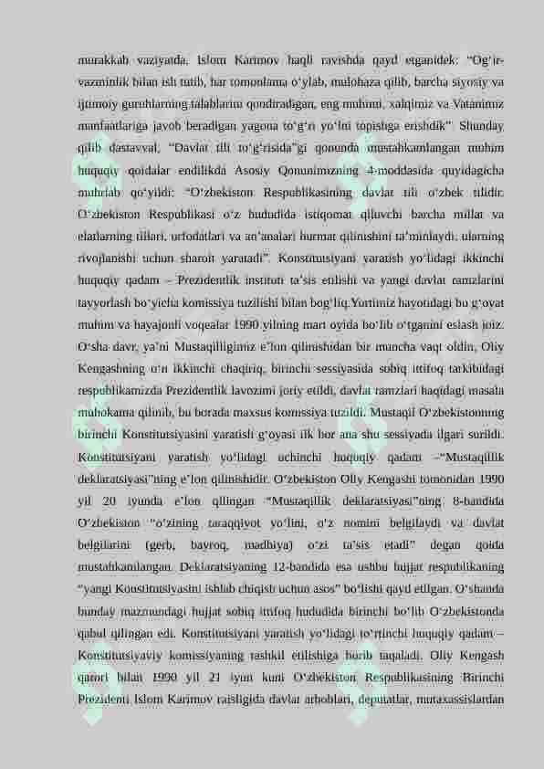 O’ZBEKISTON RESPUBLIKASI KONSTITUTSIYASINIG QABUL QILINISHI VA UNING TARIXIY AHAMIYAT 3