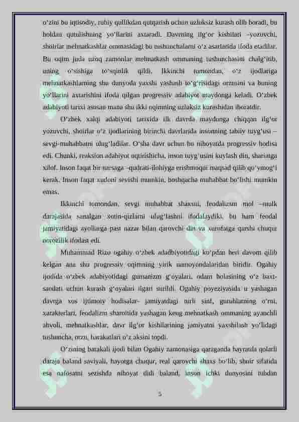 Ogahiy hayoti va ijodini o‘rganishda mustaqil ta’limdan foydalanish 5
