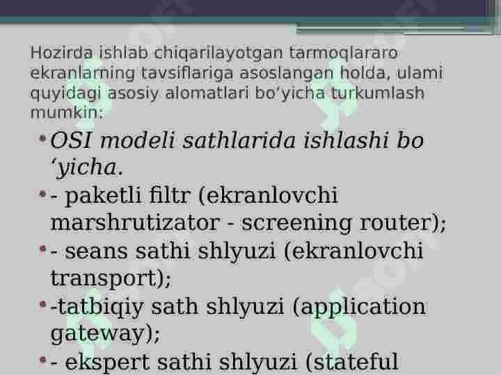 Axborotni himoyalashda tarmoqlararo ekranlarning o’rni 5
