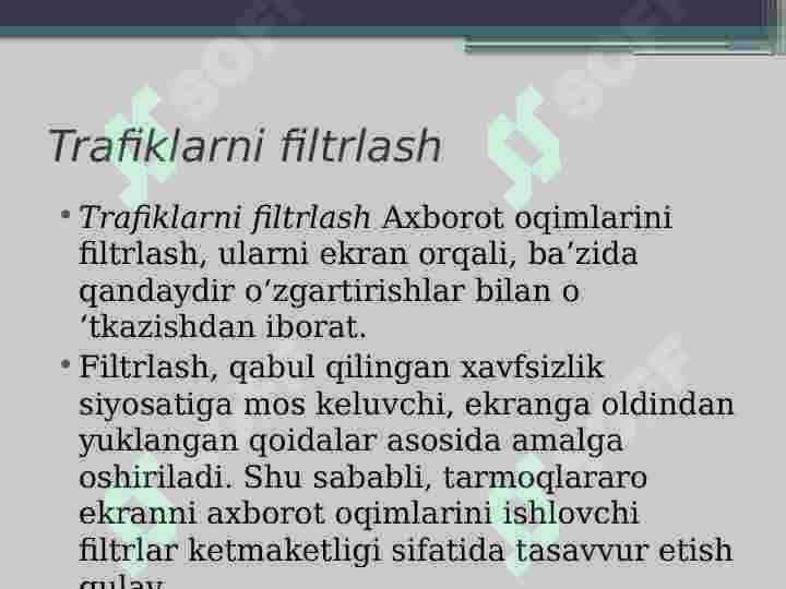 Axborotni himoyalashda tarmoqlararo ekranlarning o’rni 7