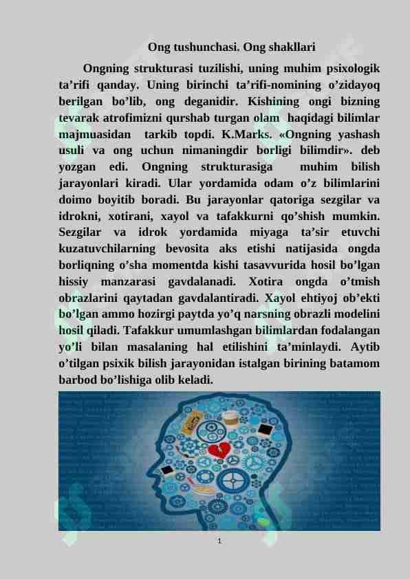 Ong tushunchasi. Ong shakllari