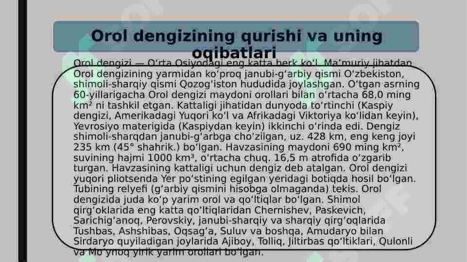 Orol dengizining qurigan tubining o’simliklar dunyosi 2