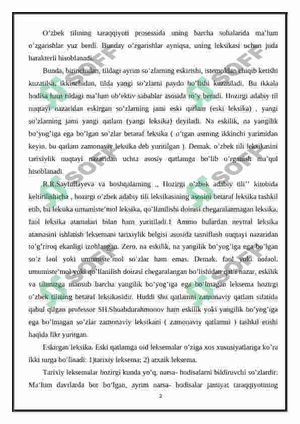 O'zbek tilida tarixiy so'zlar 2