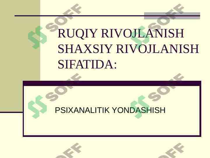 PSIXANALITIK YONDASHISH