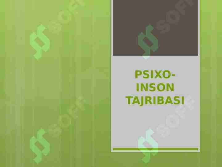 PSIXO INSON TAJRIBASI