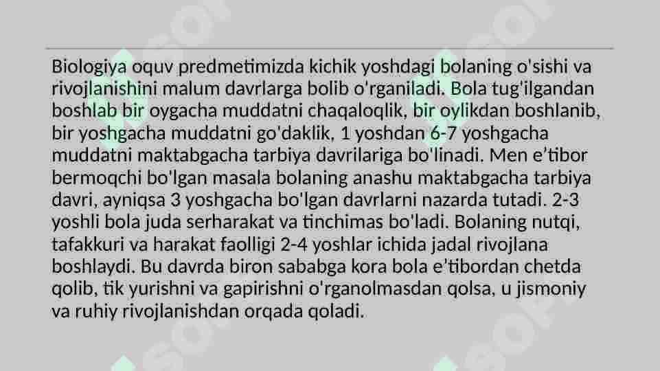 Bolada o’ylashining xususiyatlari 2