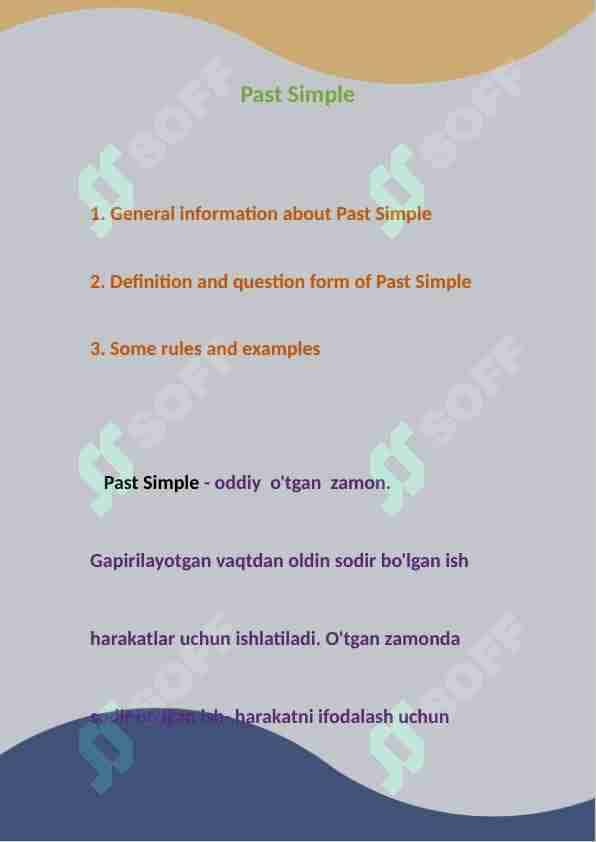 Past Simple haqida umumiy ma'lumot