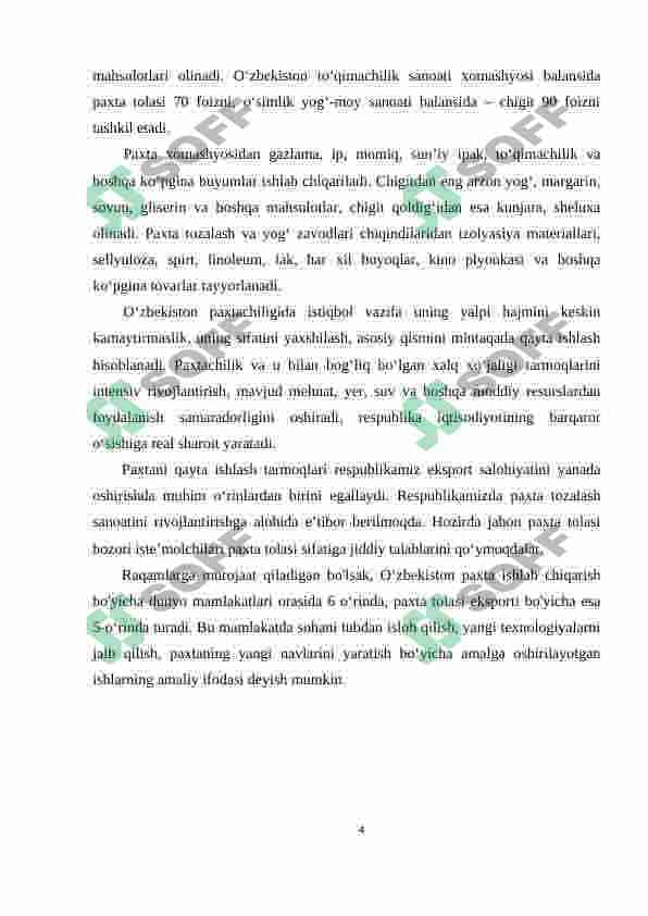 Paxtachilik fermer xo’jaliklari iqtisodiy barqarorligini oshirish yo’llari 4