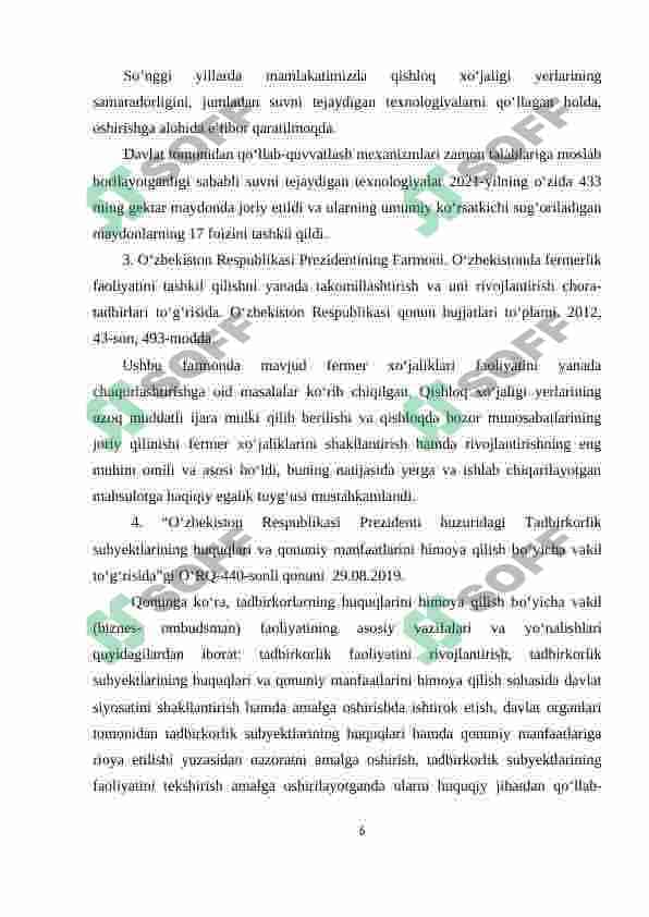 Paxtachilik fermer xo’jaliklari iqtisodiy barqarorligini oshirish yo’llari 6