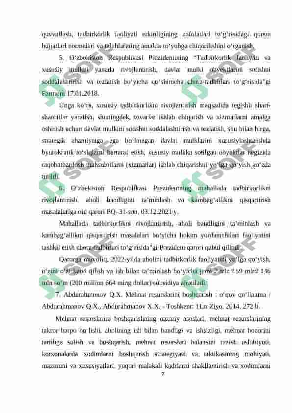Paxtachilik fermer xo’jaliklari iqtisodiy barqarorligini oshirish yo’llari 7