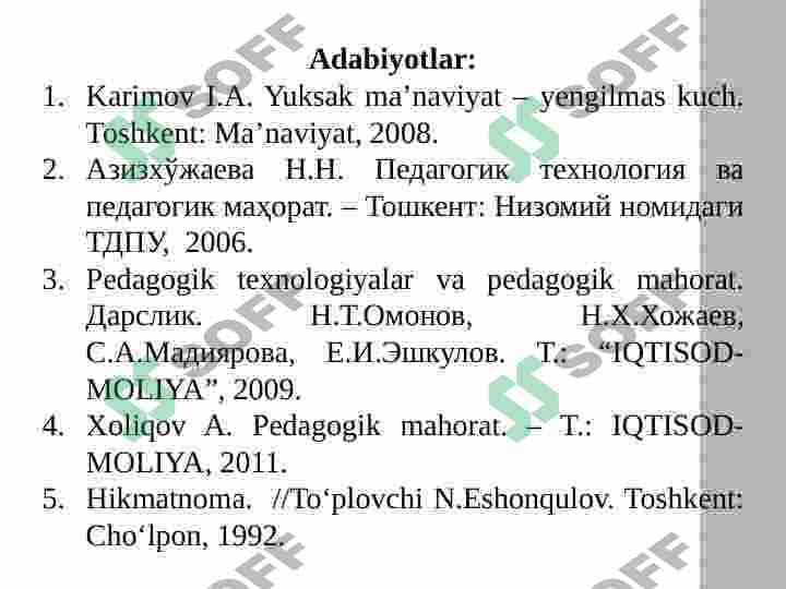 Pedagogik texnika haqida tushuncha. Pedagogik texnikani shakllantirish metodikasi. Nutq texnikasi va madaniyati 3