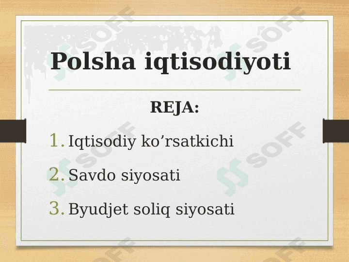 Polsha iqtisodiyoti 1