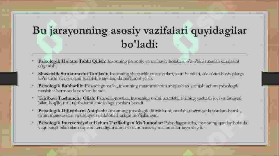 Psixodiagnostika. Ekspremental psixalogik tatqiqotlar o'tkazish 5