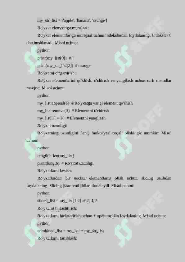 Python tilida ro'yxatlar bilan ishlash 3
