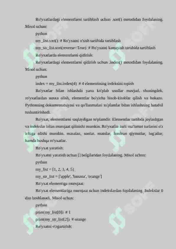 Python tilida ro'yxatlar bilan ishlash 4