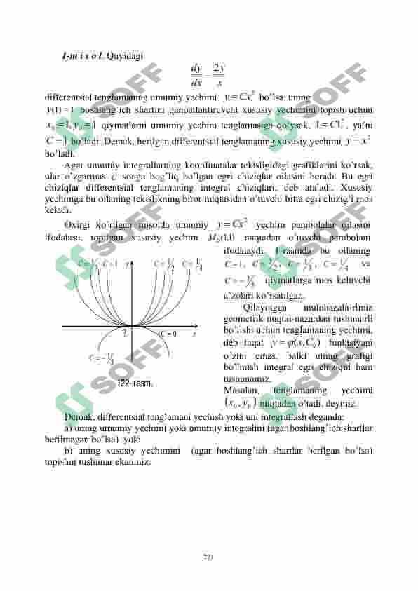 O’ZGARUVCHILARI AJRALADIGAN DIFFERENTSIAL TENGLAMALAR. BIRINCHI TARTIBLI BIR JINSLI  DIFFERENTSIAL TENGLAMALAR. 3
