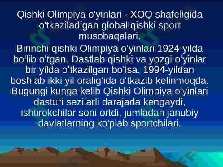Qishki Olimpiya o'yinlari 2