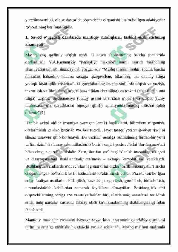 SAVOD O‘RGATISH DARSLARIDA MANTIQIY MASHQLARNI TASHKIL ETISH 4