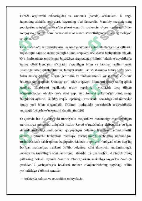 SAVOD O‘RGATISH DARSLARIDA MANTIQIY MASHQLARNI TASHKIL ETISH 5