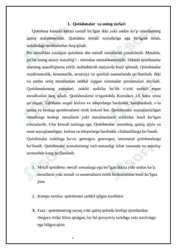 Qotishmalar va ularning ishlatilish sohalari. Elektro kimyo jarayonlari 4