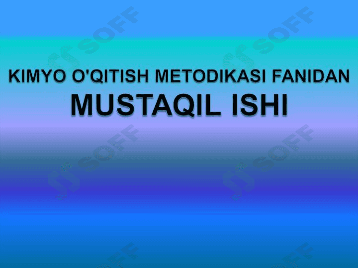 Anorganik birikmalarning eng muhim sinflarini o'qitish metodikasi 1