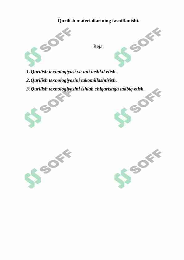 qurilish materiallarining tavsiflanishi
