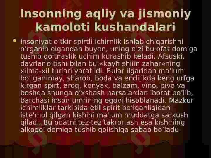 Alkagol mahsulotlari va uni inson sog’ligi uchun zarari 3