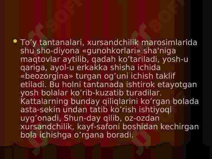 Alkagol mahsulotlari va uni inson sog’ligi uchun zarari 5
