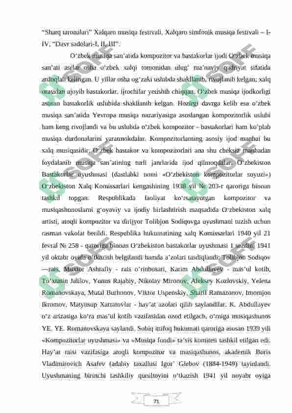 XXI  ASR  O’ZBEK  KOMPOZITORLARINING  YARATGAN ASARLARIDA  MILLIY  IJODIY  YONDASHUVLAR 6