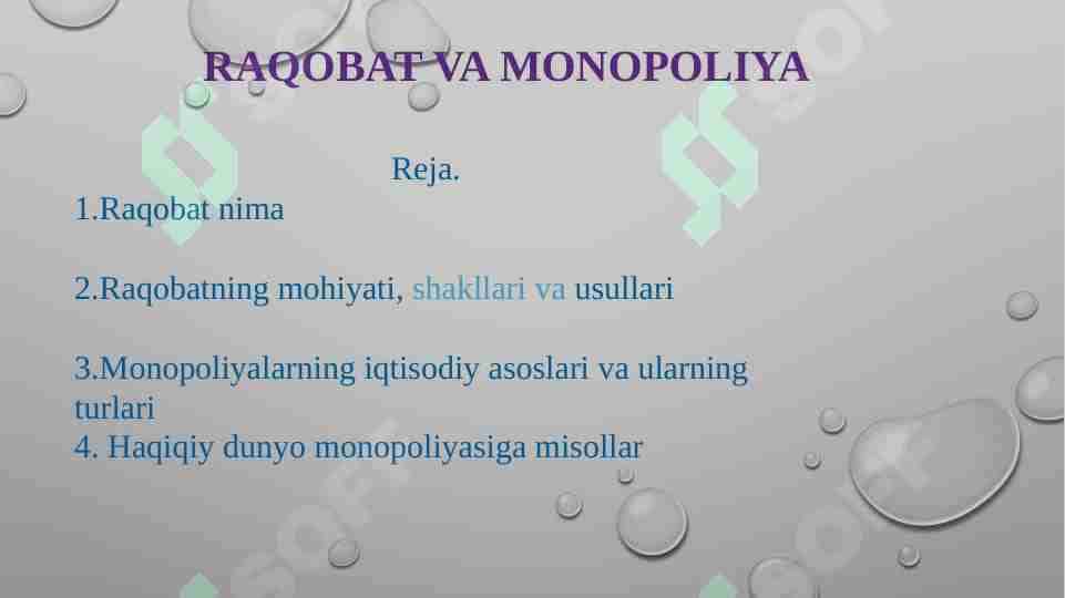 Raqobat va monopoliya
