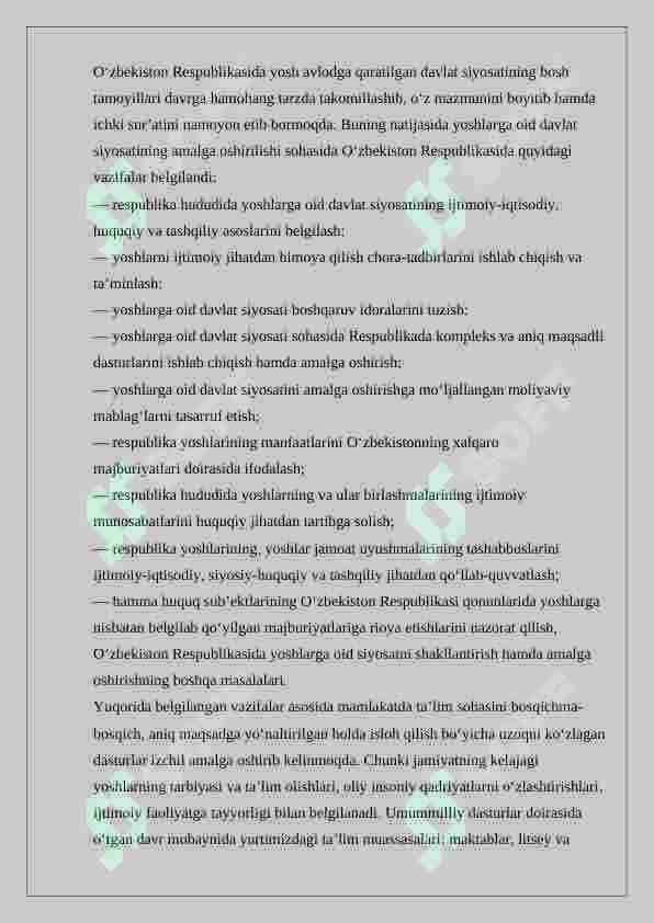 O’zbekistonda yoshlarga oid davlat siyosatining amalga oshirilishi. 4