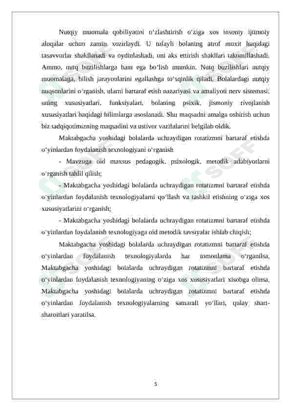 ROTATIZM NUTQ NUQSONINI BARTARAF ETISH 5