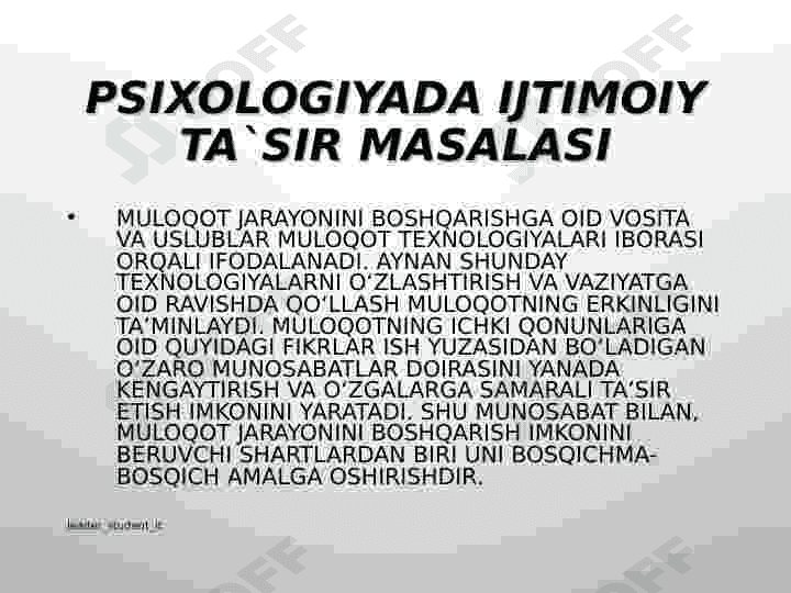 SHAXSLARARO MUNOSABATLARDA EGOISTIK MUNOSABATNING NAMOYONBO'LISHI 8