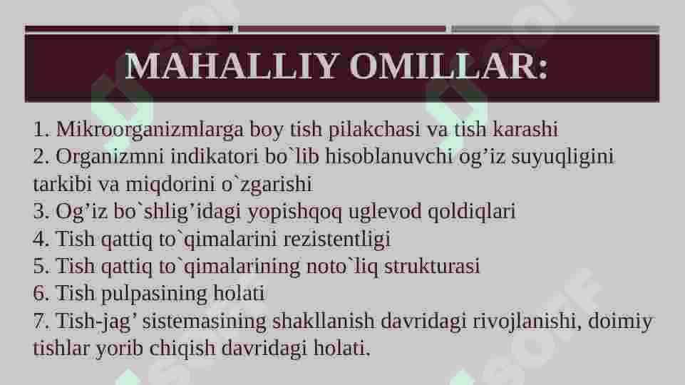 KARIESNI KELTIRIB CHIQARUVCHI  OMILLAR TISH KARASHLARINING KARIES VA PARADONT KASALLIKLARINING  VUJUDGA KELISHIDAGI AHAMIYATI 4