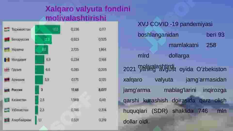 XALQARO MOLIYA INSTITUTLARI, ULARNING MAQSADI VA FUNKSIYALARI 8