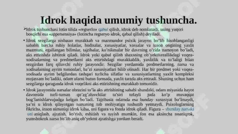 Idrok haqida umumiy tushuncha. 3