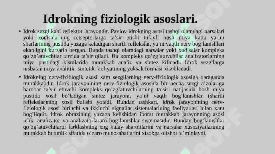 Idrok haqida umumiy tushuncha. 4