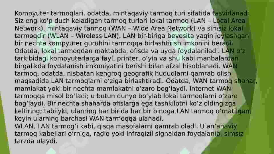 BRAUZERDAN FOYDALANISH. KOMPYUTER TARMOQLARI DASTURIY TA’MINOTI 2