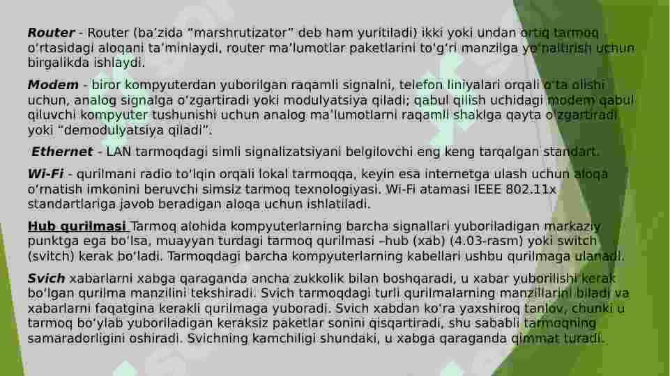 BRAUZERDAN FOYDALANISH. KOMPYUTER TARMOQLARI DASTURIY TA’MINOTI 4