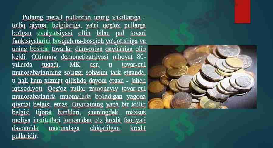 Pulning kelib chiqishi va mazmuni. Pulning asosiy vazifalari 2